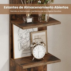 Estante de parede com 5 prateleiras flutuante vertical 30 x 21,5 x 129 cm para quarto, sala de estar, casa de banho, Castanho rústico