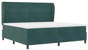 Cama Box com Colchão Verde Escuro 200x200 cm, em Veludo