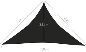 Para-sol estilo vela 160 g/m² 4x4x5,8 m PEAD preto