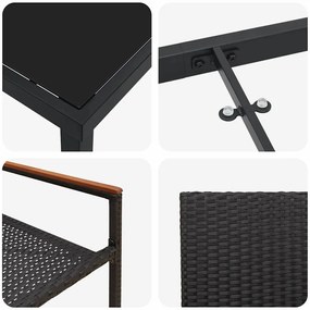 Conjunto de Jantar pra Jardim 3 Peças Preto Rattan Sintético