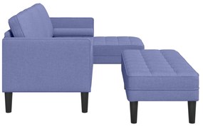 Conjunto de Sofá de 2 Peças com Almofadas Azul Jeans Tecido
