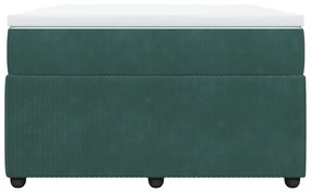 Cama boxspring com colchão 120x200 cm veludo verde-escuro