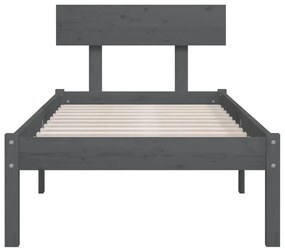 Estrutura de cama solteiro 90x190 cm pinho maciço cinza