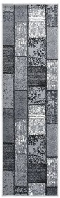 vidaXL Passadeira c/ padrão de blocos 100x400cm polipropileno cinzento