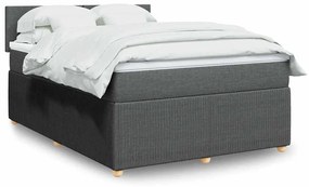 vidaXL Cama com molas/colchão 160x200 cm tecido cinzento-escuro