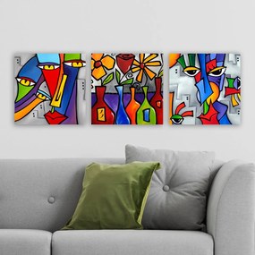 Pintura Decorativa em Tela DRPRC02 – Multicolor – 30 x 90 cm