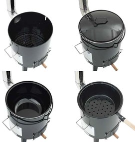 Forno de goulash com chaminé e tampa aço esmaltado preto