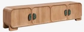 Móvel Tv Em Madeira De Manga E Pedra Natural Kivalina 220 X 45 Cm & Mármore Verde Udaipur - Madeira De Mangueira - Sklum