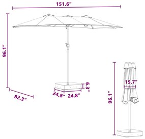 Guarda-sol de Jardim Antracite 385 x 209 x 244 cm tecido