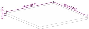 Tampo de mesa quadrado 60x60x2,5 cm mangueira áspera maciça