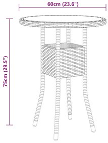 3 pcs conjunto de bistrô para jardim vime PE cinzento