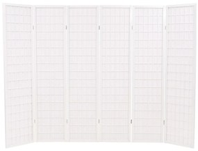Biombo dobrável com 6 painéis estilo japonês 240x170 cm branco