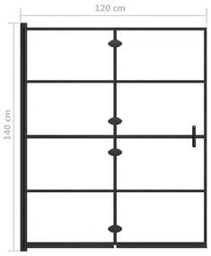 Divisória de chuveiro dobrável ESG 120x140 cm preto