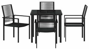 Conjunto de jantar de jardim com 5 peças em PVC rattan preto