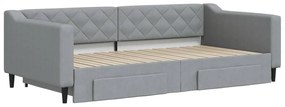 Sofá-cama c/ gavetão e gavetas 100x200 cm tecido cinzento-claro