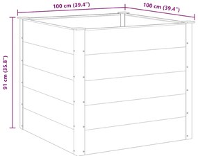 Canteiro elevado para jardim WPC 100x100x91 cm cinzento
