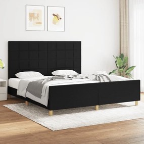 Estrutura de cama sem colchão 180x200 cm tecido preto