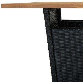 9 pcs conjunto de bar p/ jardim c/ almofadões vime PE preto