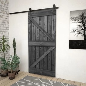 vidaXL Porta 90x210 cm madeira de pinho maciça preto