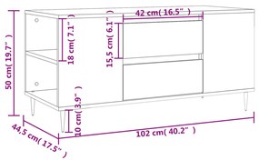 Mesa de centro 102x44,5x50 cm derivados de madeira preto