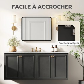 Espelho de parede retangular 50 x 40 cm, espelho decorativo moderno com moldura de metal para sala de estar, entrada, corredor, preto