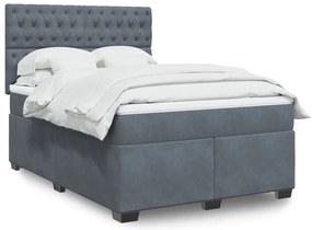vidaXL Cama com molas/colchão 140x200 cm veludo cinzento-escuro