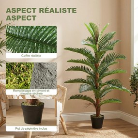 Palmeira artificial de 120 cm com 24 folhas em PEVA, planta decorativa com vaso de plástico, verde