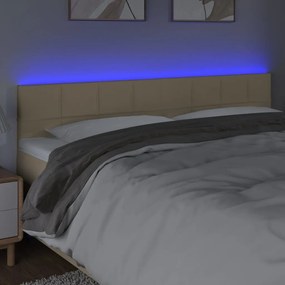 Cabeceira de cama c/ luzes LED tecido 200x5x78/88 cm cor creme