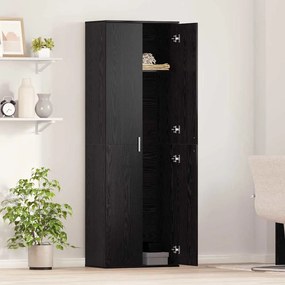 Armário Alto Carvalho Preto 60x35x180 cm Madeira de Engenharia
