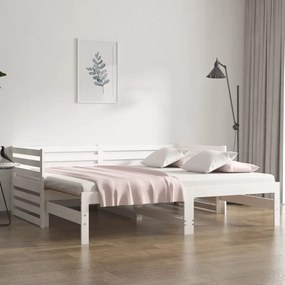 814670 vidaXL Estrutura sofá-cama de puxar 2x(90x190) cm pinho maciço branco