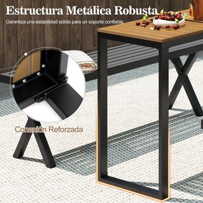 Conjunto de Mesa e Banco de exterior, Tampo de WPC Antiderrapante, Castanho+Preto