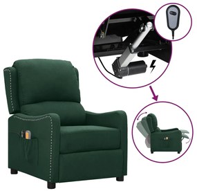 vidaXL Poltrona de massagens elétrica tecido verde-escuro