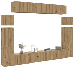 vidaXL Conjunto de armário TV parede 8 pcs madeira carvalho artisiano