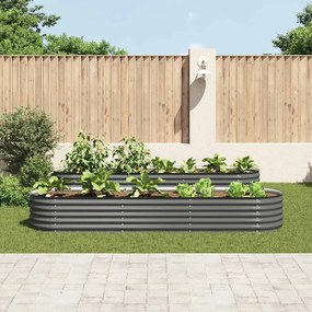 Canteiro elevado de jardim aço galvanizado 320x80x44cm cinzento