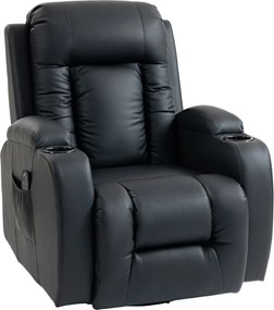 HOMCOM Poltrona de Massagem Poltrona Relax Reclinável até 145° com 8 Pontos de Massagem Função de Aquecimento 82x99x103 cm Preto | Aosom Portugal