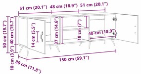 Gabinete para TV carvalho artisiano 150 x 30 x 50 cm