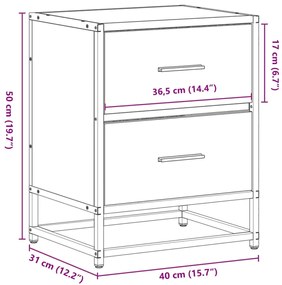 Mesa de cabeceira 40x31x50 cm derivados de madeira cinza sonoma