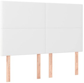 Cabeceira cama c/ LED couro artificial 144x5x118/128 cm branco