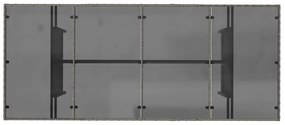 Mesa de jardim com tampo de vidro 190x80x75 cm vime PE cinza