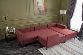 Sofá-Cama de Canto Efsun – Vermelho Claret – 300 x 78 x 202 cm