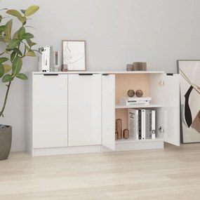 vidaXL Aparadores 2 pcs 60x30x70cm madeira processada branco brilhante