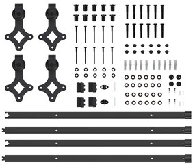 Kit de ferragens para porta deslizante 213,5 cm aço preto