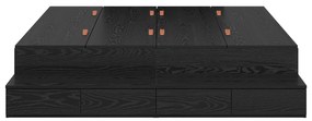 Estrutura de Cama com Arrumação Carvalho Preto 140x190 cm