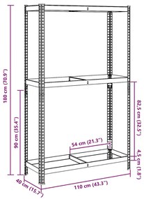 Prateleira para pneus de 2 camadas prateada 110x40x180 cm aço