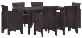 Conjunto de Jantar de Jardim 7 pcs Castanho Ratan PE