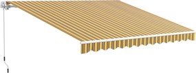 Outsunny Toldo Manual Retrátil 350x250 cm com Manivela de Metal Impermeável e Anti-UV para Jardim Terraço Janelas Cinza e Amarelo | Aosom Portugal