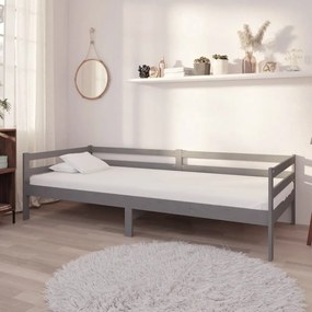 3083571 vidaXL Sofá-cama com colchão 90x200 cm pinho maciço cinzento