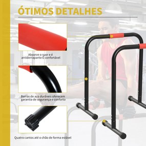 Suporte de treino de barras paralelas para flexões inclinadas construção muscular Calistênicos 63x41x73 cm Preto