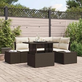 vidaXL Sofá de Jardim 5 Peças com Almofadas em Rattan Marrom