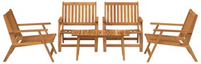 Cadeiras de Jardim com Mesa 5 pcs de Madeira Sólida de Acácia